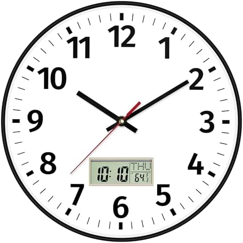 Foxtop 12 Inch Digital and Analog Wall Clock Battery Operated Clock by Foxtop