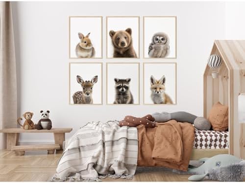 Nursery Animal Wall Art Pictures Baby Safari Canvas Wall Decor Jungle Woodland - Image 6