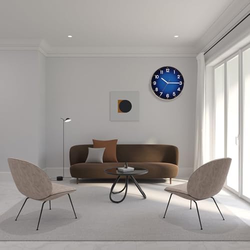 Navy Blue Wall Clock, Quality Quartz Silent Non-Ticking Battery Operated - Image 7