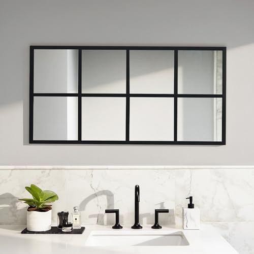 Window Pane Wall Mirror, 16x32 Inch Black Framed Mirrors - Image 7