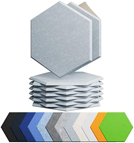 12 Pack Hexagon Acoustic Panels Self Adhesive Sound Proof Foam by Amantech