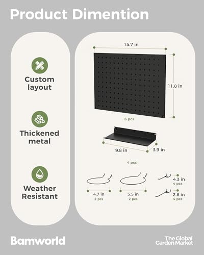 Bamworld Wall Plant Shelf Wall Mounted Plant Stand Plant Holder Pegboard - Image 2