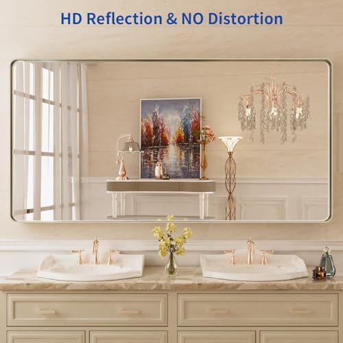 WEER Brushed Nickel Bathroom Vanity Mirror 60X30 Inch - Image 2
