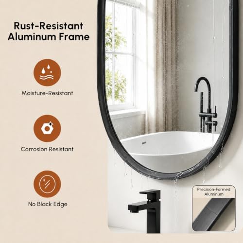 USHOWER Black Oval Mirror 24x36 Inch, Oval Bathroom Mirror - Image 4