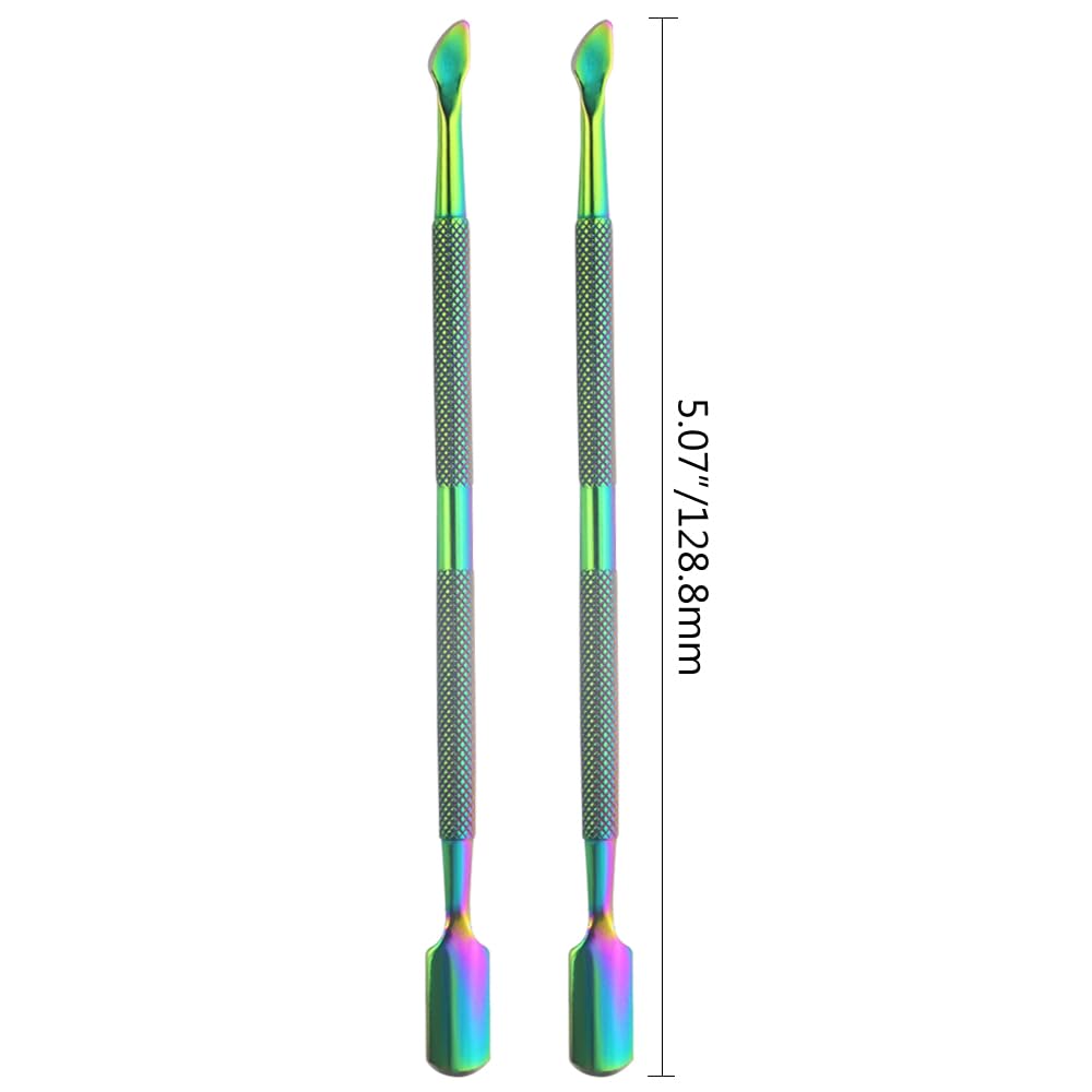 8 Pieces Nail Cuticle Pusher Stainless Steel Nail Polish Cuticle Remover Double Ended Manicure Nail Pedicure Tool Metal Cuticle Peeler Scraper for Fingernails and Toenails (Rainbow)
