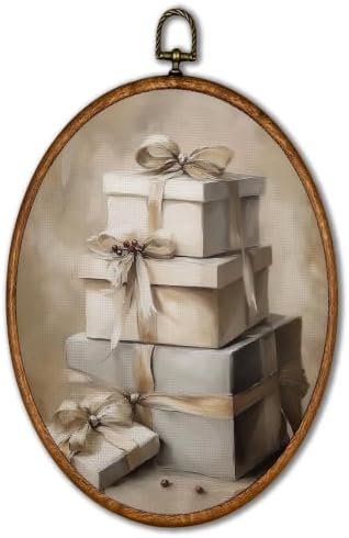 KSDUT Vintage Christmas Rustic Winter Oval Wall Art 8.6"x11.4" by KSDUT