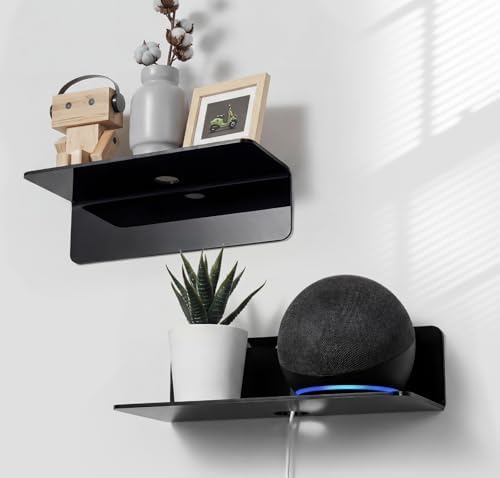 OAPRIRE Acrylic Floating Wall Shelves Black, No Drill, 9 Inch 2 Pack by OAPRIRE