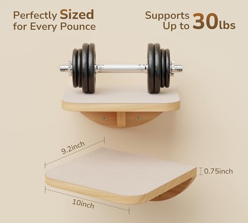 Cat Wall Shelves with Sisal Pads, 4-Piece Wooden Cats Furniture Set with Cat - Image 5