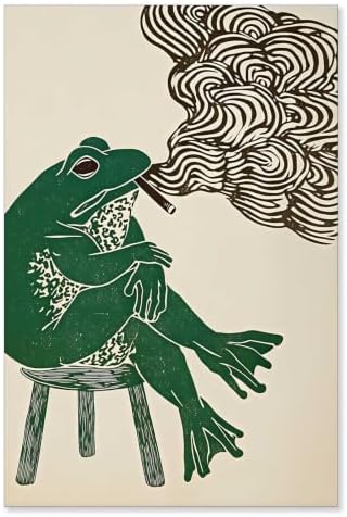 Unframed Smoking Frog Canvas Wall Art 24x36in by Unknown