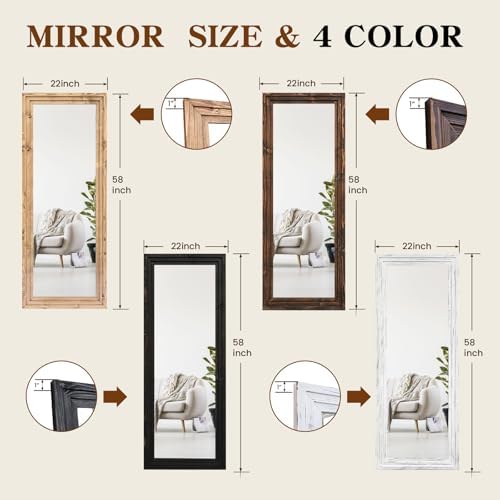 58x22in Full Length Mirror, 3-Tier Stepped Solid Wood Frame - Image 2