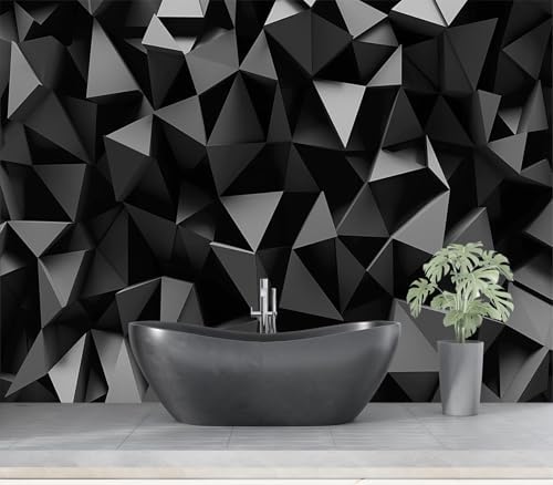 Modern 3D Geometric Black Grey Polygon Wallpaper Peel Stick - Image 3