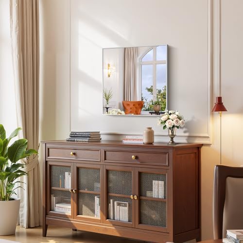 YIROMAN Bathroom Mirror 24"x24", Brushed Silver Bathroom Mirror - Image 5