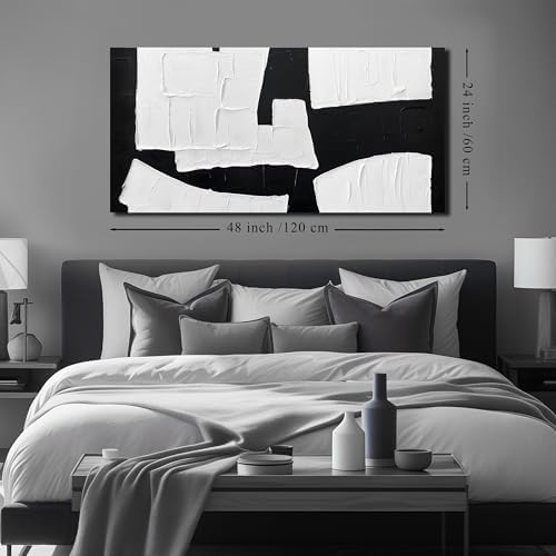 Black and White Abstract Art Wall Decor Minimalist Hand Painted Wall Art - Image 5