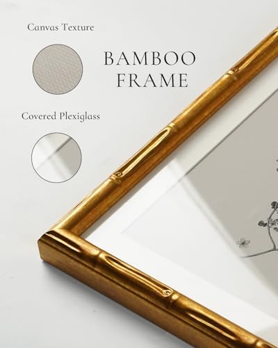 InSimSea Gold Bamboo Framed Wall Art, Vintage Kitchen Herbs Prints - Image 4