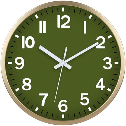 JoFomp Green Wall Clocks Battery Operated Night Glow, 12 Inch Sound Control - Image 2