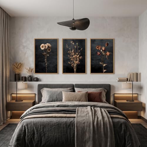 Aryroi Large Moody Dark Floral Framed Canvas Wall Art Set- 24"x36"x3 - Image 4