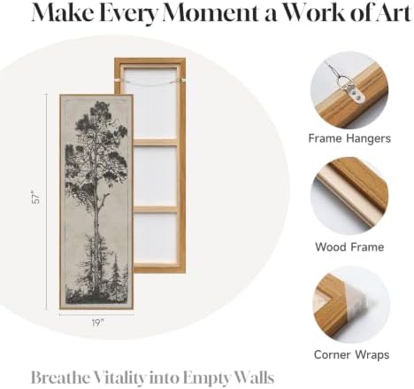 Large Framed Vertical Vintage Rustic Tree Wall Art - Image 6
