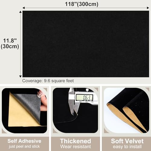 Black Velvet Fabric Backing Paper Self Adhesive Soft Felt Sheets - Image 7