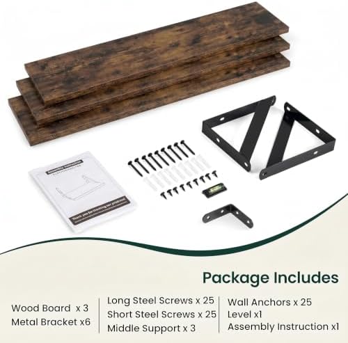 Floating Shelves, 8 Inch Deep Rustic Book Shelf - Image 3
