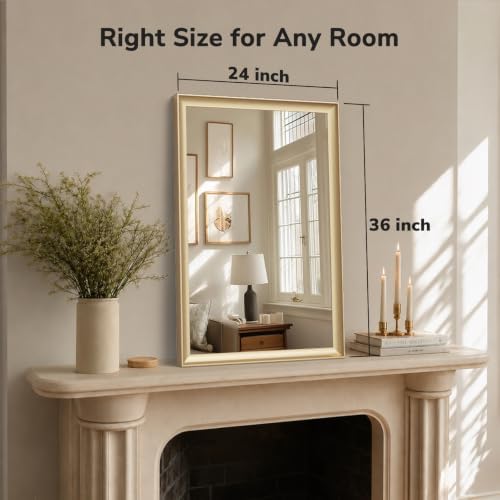 USHOWER 24x36 Inch Brushed Gold Bathroom Mirrors - Image 6