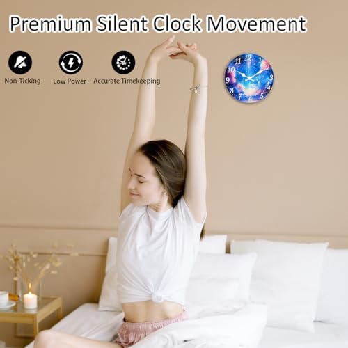 Glass Wall Clocks Battery Operated, 8 Inch Galaxy Analog Clock - Image 6