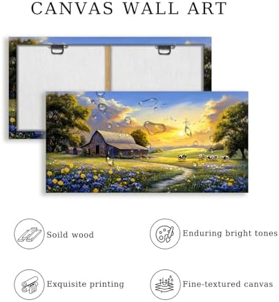 crmotu Farmhouse Canvas Art, Nature Farm Cottage Scenery Prints 29X57 In - Image 6