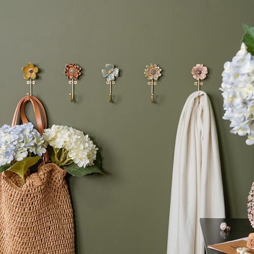 SOFFEE DESIGN Set of 5 Floral Wall Hooks, French Garden Eye-catching Entryway - Image 2