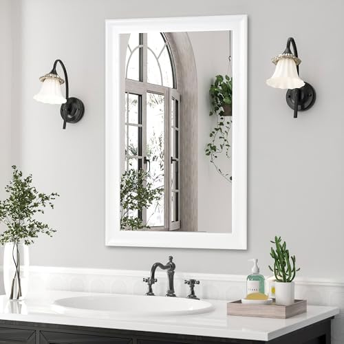 CULER White Bathroom Mirrors for Wall 26 x 40 Inch, Vanity Rustic Mirror - Image 3