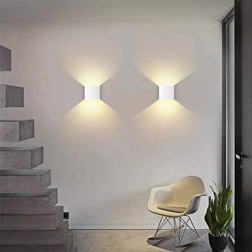 Lightess White Mini Metal 10W Warm White Hardwired Up Down LED Wall Sconce - Image 2