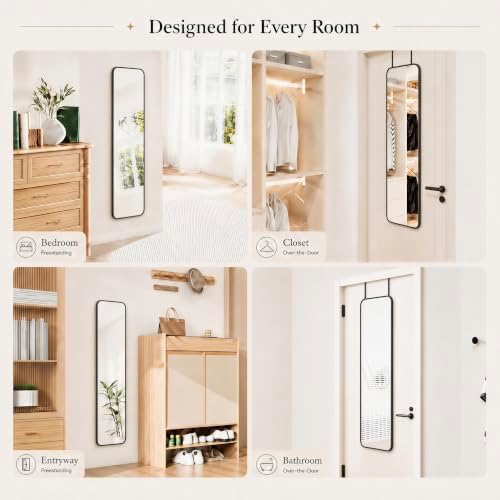 SCWF-GZ 47x14 Full Length Mirror Over the Door Hang or Wall Mounted Black - Image 3