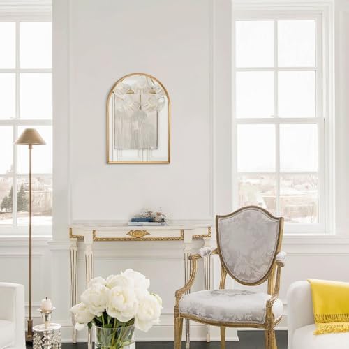 Gold Arched Mirror, Modern Bathroom Wall Mirror Aluminum Alloy Framed Mirror - Image 4