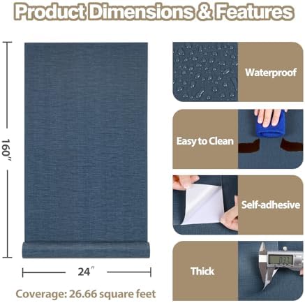Navy Grasscloth Peel and Stick Wallpaper Textured Blue Grass Cloth Wallpaper - Image 3