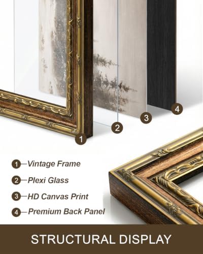 InSimSea Gold Framed Snowy Forest Wall Art, Winter Canvas Painting, 13x16 In - Image 2