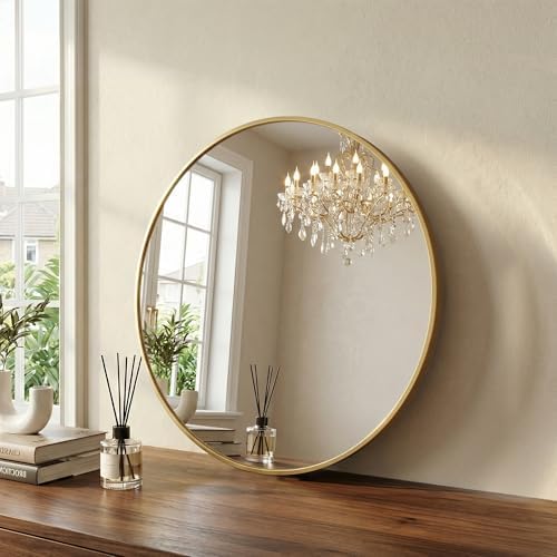 20 Inch Gold Round Bathroom Wall Mirror, Round Mirrors - Image 2
