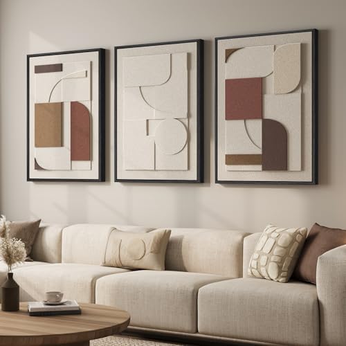 3D Textured Large Framed Neutral Abstract Wall Art by Cuspin