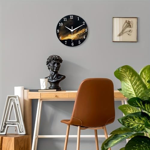 Black Wall Clock for Living Room 14 Inch Glass Clock - Image 4