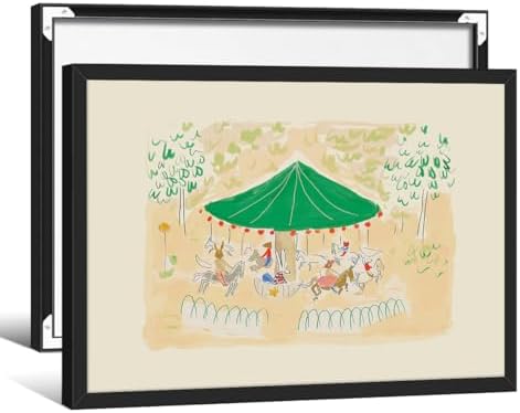 Colorful Carousel Wall Art Trendy Cute Kids Canvas Poster 08x10 inch Black by Unknown