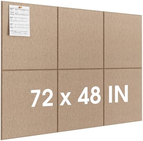MaxGear Extra Large Bulletin Board 72" x 48", Tan Felt Wall Tiles Pushpins by MaxGear