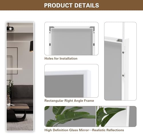 ANYHI 47"x12" Full Length Mirror Over the Door Hang or Wall Mounted - Image 3