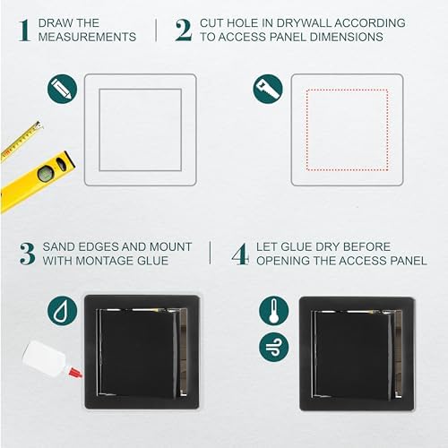 8" x 8" Black ABS Plastic Plumbing Access Panel - Image 3