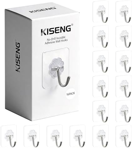 16 Pack Crystal Clear Adhesive Hooks by KISENG
