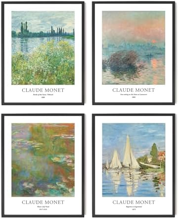 EVOLE HOME Claude Monet Giclee Art Prints Set of 4, 11x14 Unframed Seine Water - Image 7
