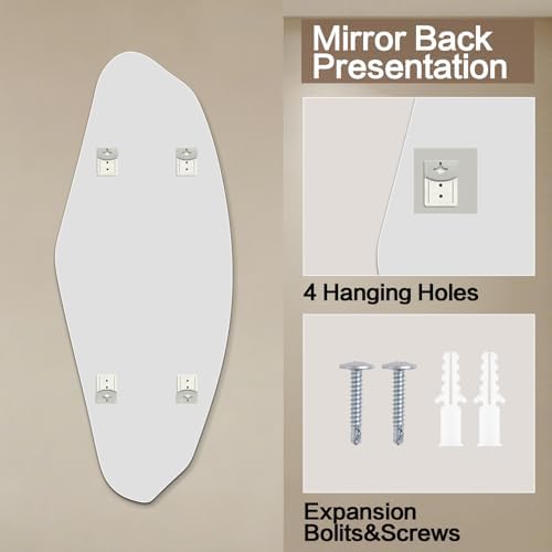 Niccy Irregular Full Length Mirror, Pebble Wall-Mounted Mirror - Image 2