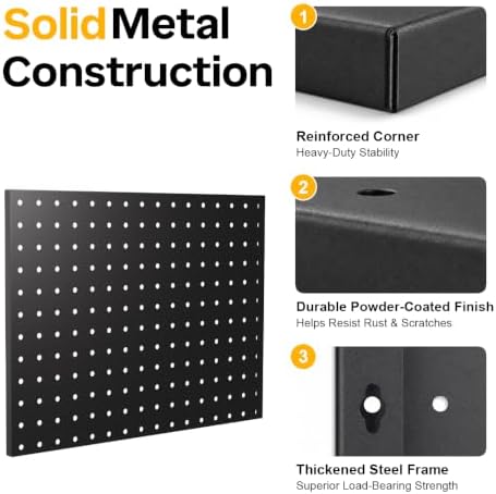 LiSHELF 4 Pack Metal Pegboard Panels, 12 x 16 Inch Heavy Duty Wall Peg Board - Image 4