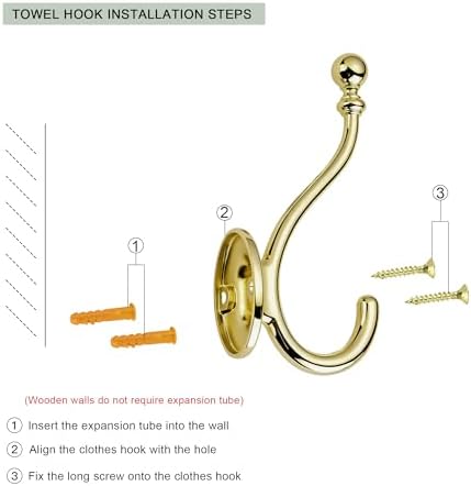 AVICCI 5 Pack Coat Hooks Polished Gold Coat Hook, Heavy Duty Hooks Decorative - Image 3