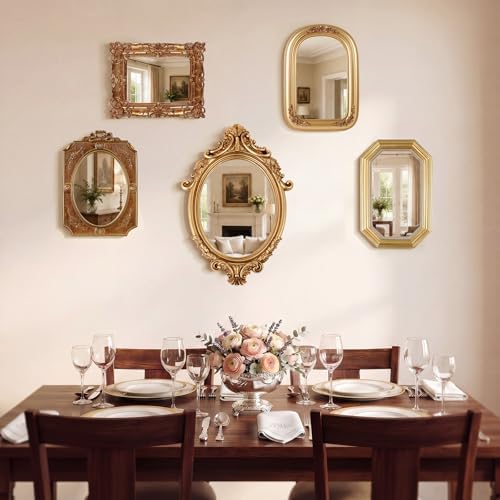 Wonderjune 5 Pcs Vintage Gold Mirror Set - Image 4