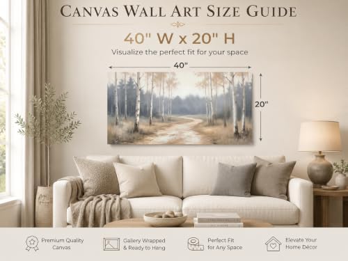 Arjun Landscape Wall Art Forest Tree Canvas Painting Large Framed 40"x20" - Image 6
