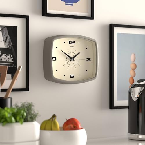 JONES CLOCKS® Movie wall Clock | Rectangular Retro Clock | 10" | Gray | Cool - Image 5