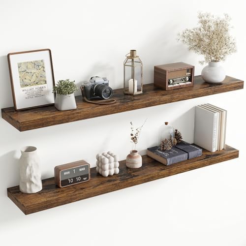 55 Inch Floating Shelves for Wall, 8 Inch Deep, Invisible Brackets by Axeman