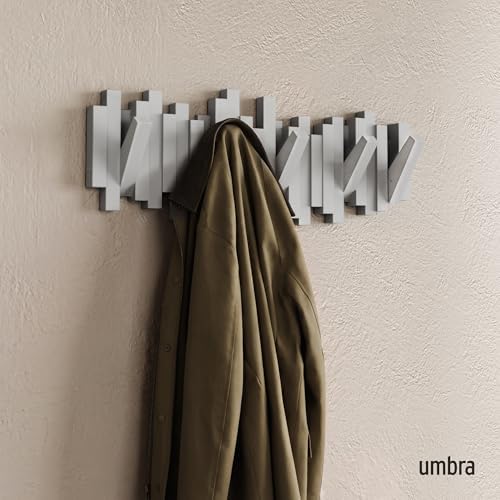 Umbra Sticks Wall Mount Coat Rack, 5 Hook Retractable Pegs - Image 2
